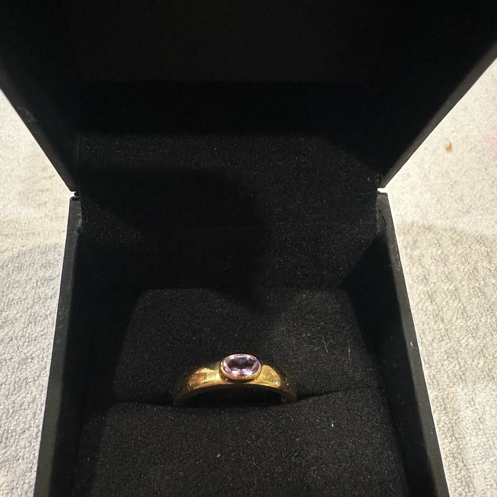 Elegant 14K Gold Ring with Purple Stone